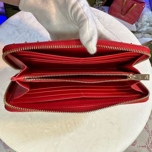 🧧SOLD🧧CHRISTIAN LOUBOUTIN Panettone unicorn suede spikes wallet Sold Out - Picture 10 of 16